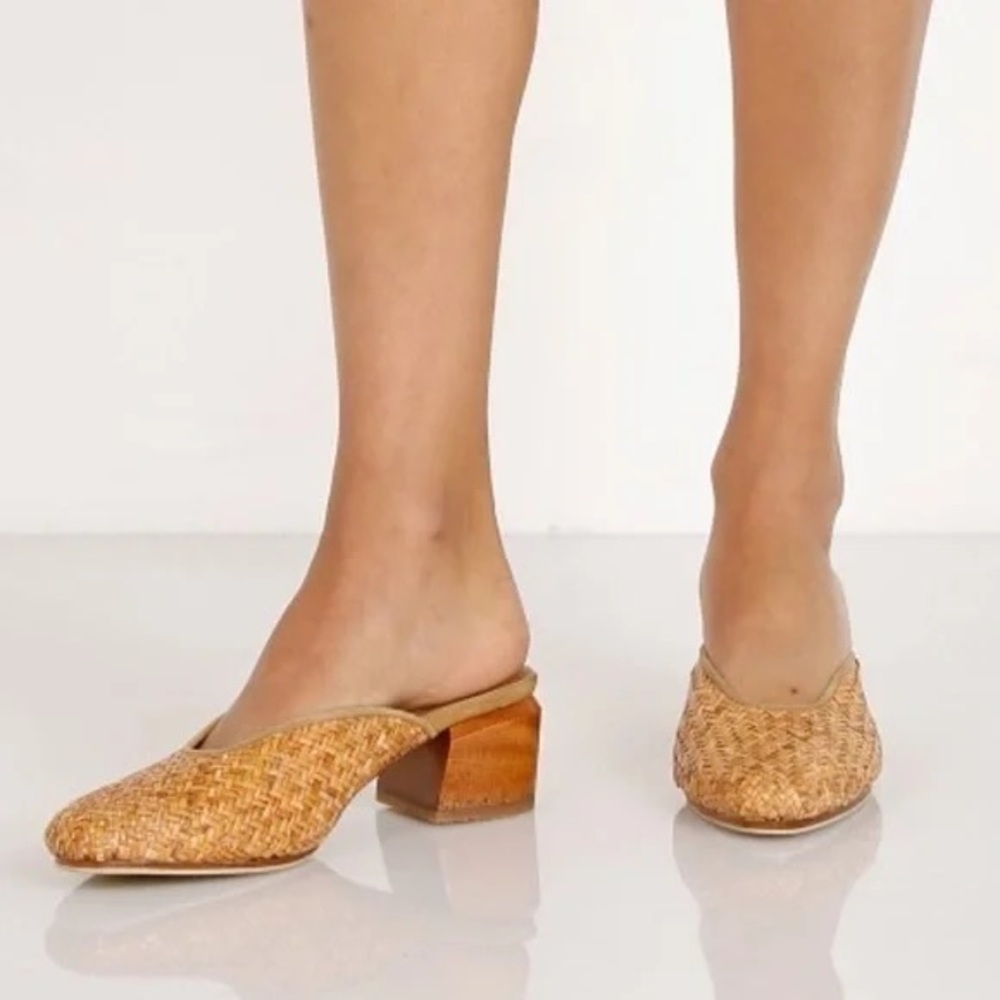 James Smith Cafe Society woven open heeled mules | like new